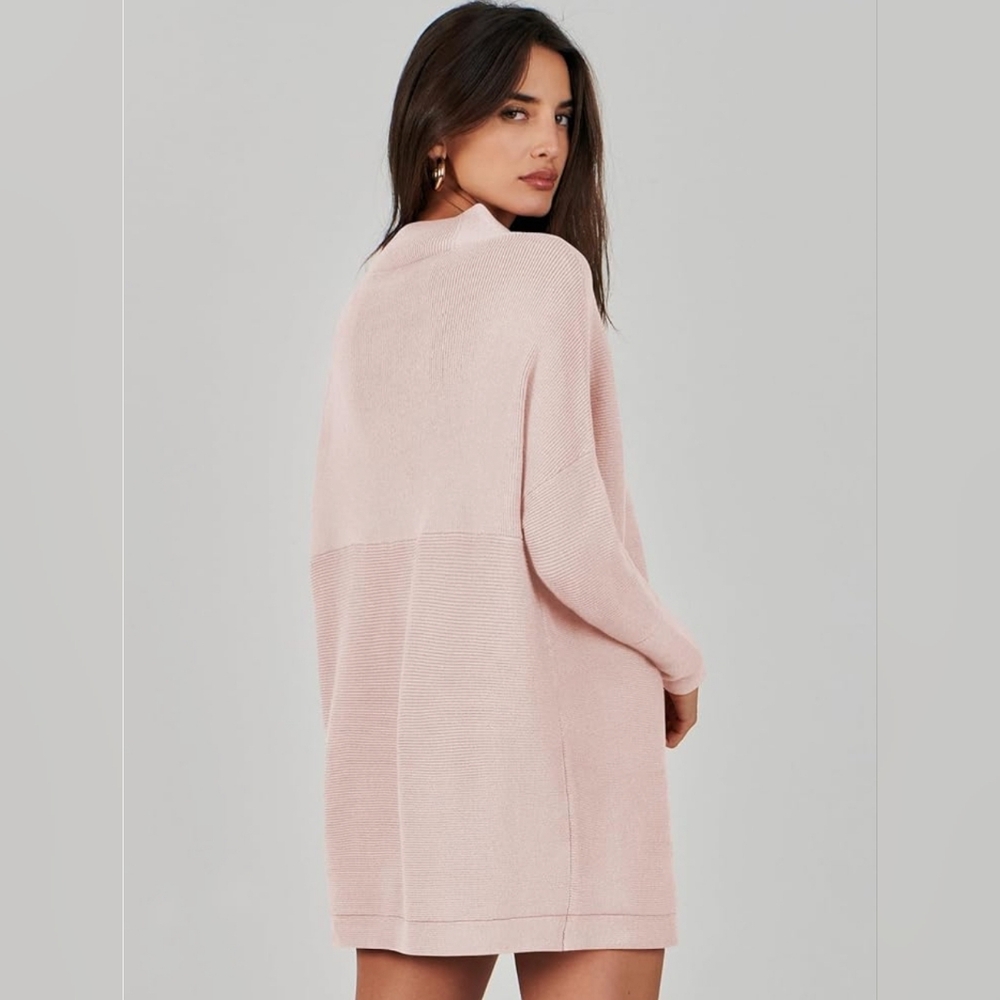 ANRABESS Women Oversized Casual Loose Turtleneck Long Sleeve sweater dress - Picture 3 of 10